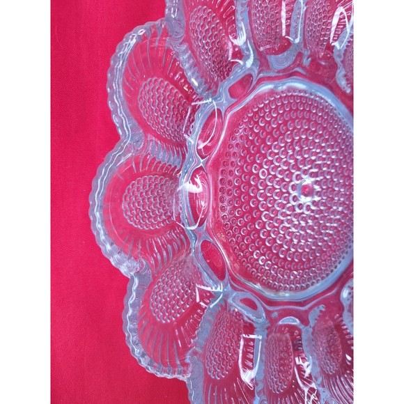 Deviled Egg Relish Platter Set Round Serving Tray 11" Hobnail VTG Indiana Glass - Picture 8 of 15